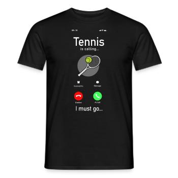 Drôle de joueur de tennis raquette téléphone - T-shirt homme - noir - Devant - AI Model Male 178 light (178cm)