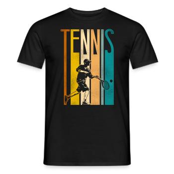 Funny Tennis Player Racket Retro - Männer T-Shirt - Schwarz - Vorne - AI Model Male 178 light (178cm)