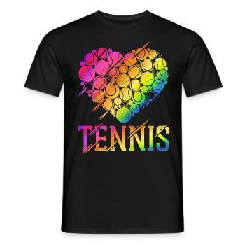 Funny Tennis Player Racket Heart - Männer T-Shirt - Schwarz - Vorne - AI Model Male 178 light (178cm)