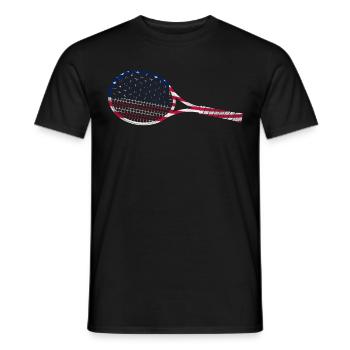 Raquette de joueur de tennis drôle - T-shirt homme - noir - Devant - AI Model Male 178 light (178cm)