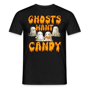 Fête d’Halloween FANTÔMES VEULENT DES BONBONS Drôle - T-shirt homme - noir - Devant - AI Model Male 178 light (178cm)