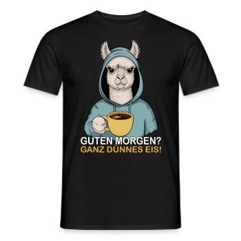 Good morning very thin funny alpaca - Men's T-Shirt - black - Front - AI Model Male 178 light (178cm)