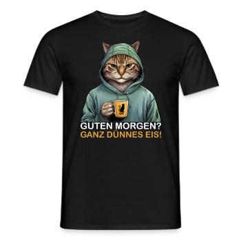 Good morning very thin funny cat - Men's T-Shirt - black - Front - AI Model Male 178 light (178cm)