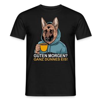 Bonjour très mince glace drôle allemand - T-shirt homme - noir - Devant - AI Model Male 178 light (178cm)