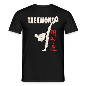 Techniques de maîtrise du taekwondo et coups de pied d’arts martiaux - T-shirt homme - noir - Devant - AI Model Male 178 light (178cm)