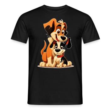 Funny dogs - happy puppy and parent duo - Men's T-Shirt - black - Front - AI Model Male 178 light (178cm)