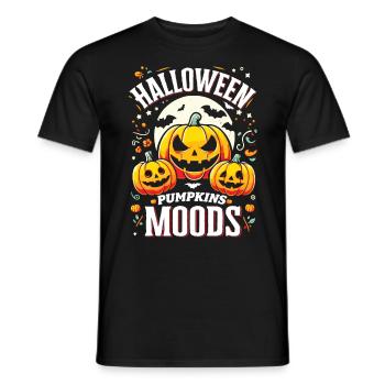 HALLOWEEN PUMPKIN MOODS Funny Halloween - Men's T-Shirt - black - Front - AI Model Male 178 light (178cm)