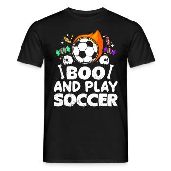 Halloween Soccer Player BOO AND PLAY SOCCER - Men's T-Shirt - black - Front - AI Model Male 178 light (178cm)