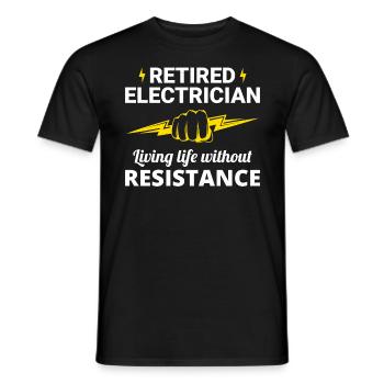 Retired Electrician: Life Without Resistance - Men's T-Shirt - black - Front - AI Model Male 178 light (178cm)