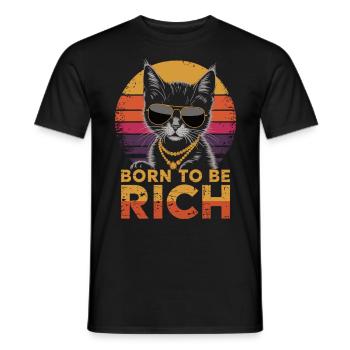 Reichtumskatze mit Sonnenbrille - Männer T-Shirt - Schwarz - Vorne - AI Model Male 178 light (178cm)
