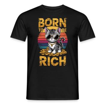 Cat style meets wealth dream - Men's T-Shirt - black - Front - AI Model Male 178 light (178cm)