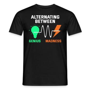 Electrician: Alternating Genius and Madness - Men's T-Shirt - black - Front - AI Model Male 178 light (178cm)