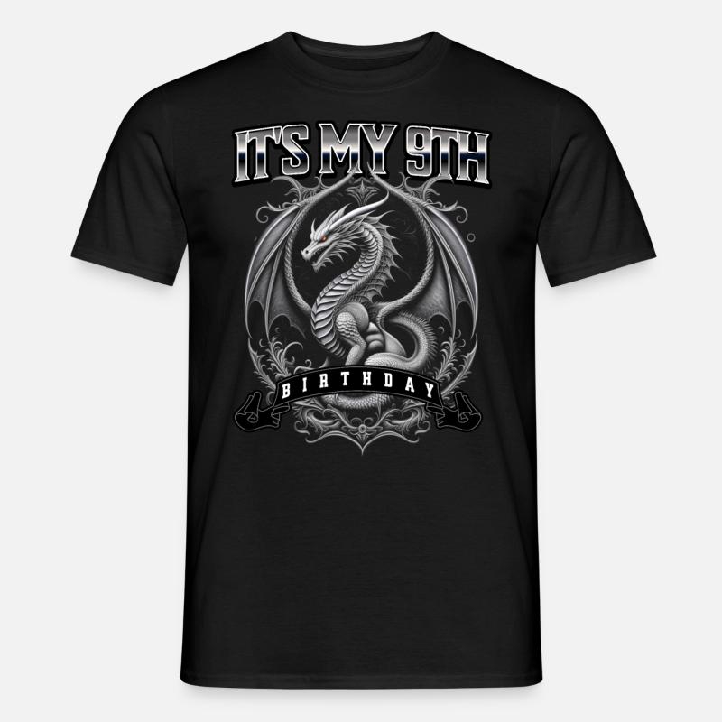 Drache 9. Geburtstag Drachen - Männer T-Shirt - Schwarz