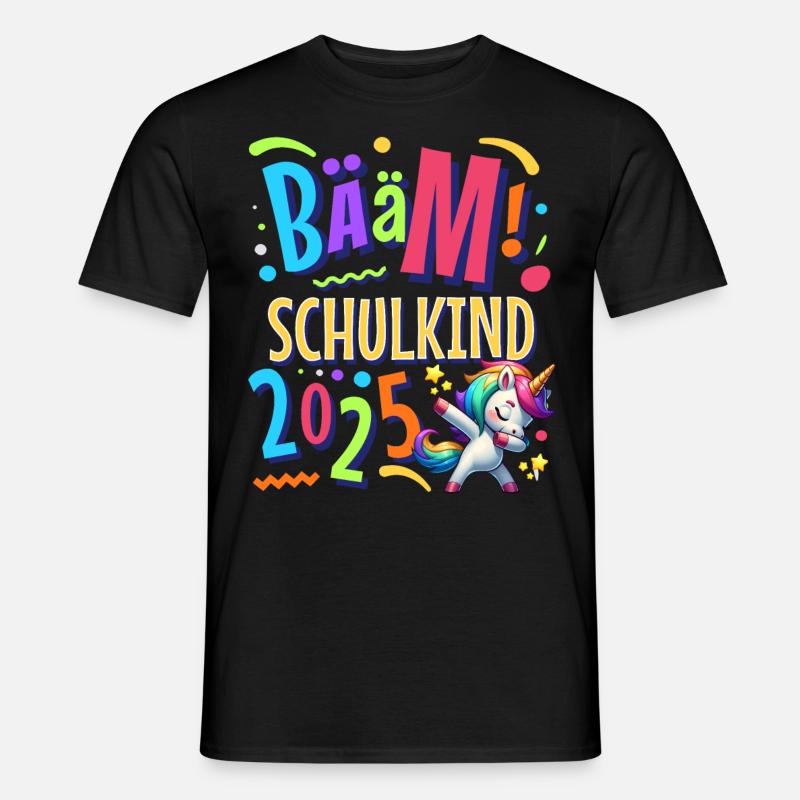 Bääm Schulkind 2025 Einhorn - Männer T-Shirt - Schwarz