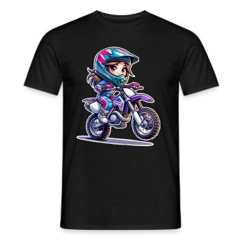 Motocross Femmes Filles Fille - T-shirt homme - noir - Devant - AI Model Male 178 light (178cm)