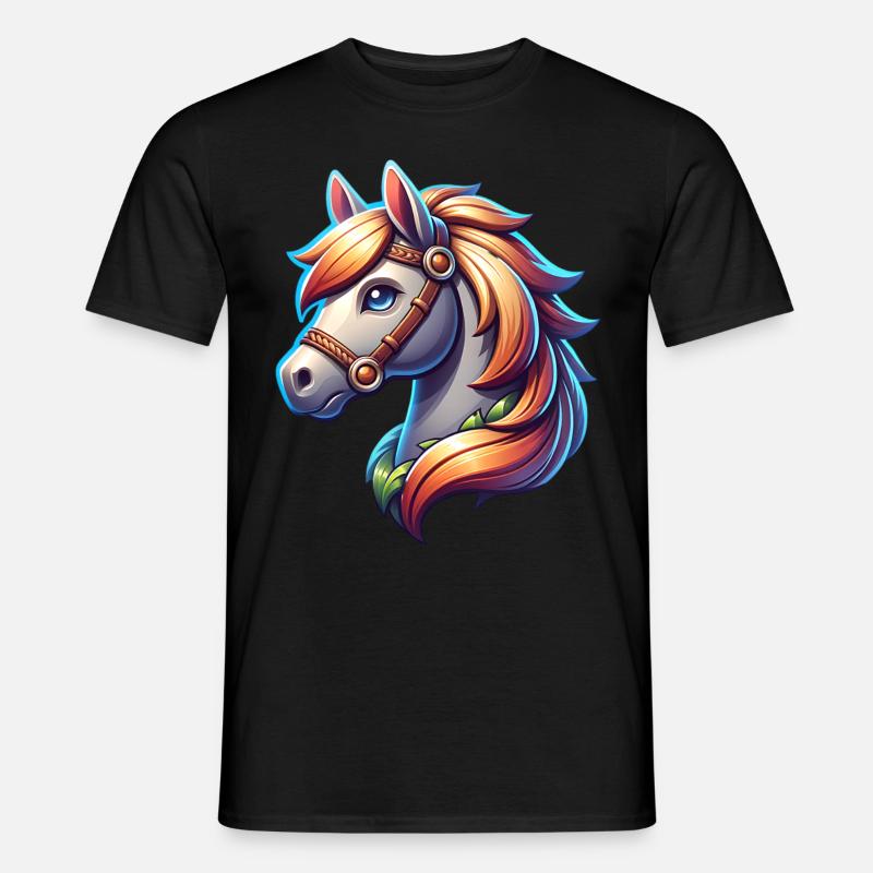 Pferd - Männer T-Shirt - Schwarz