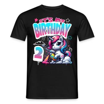 2ème anniversaire Licorne Graffiti Girl - T-shirt homme - noir - Devant - AI Model Male 178 light (178cm)