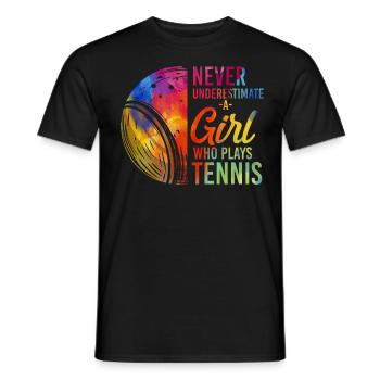 Raquette de joueur de tennis drôle - T-shirt homme - noir - Devant - AI Model Male 178 light (178cm)