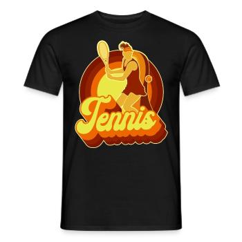 Funny Tennis Player Racket Retro - Männer T-Shirt - Schwarz - Vorne - AI Model Male 178 light (178cm)