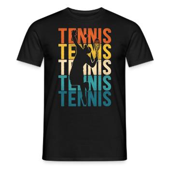 Funny Tennis Player Racket Retro - Männer T-Shirt - Schwarz - Vorne - AI Model Male 178 light (178cm)