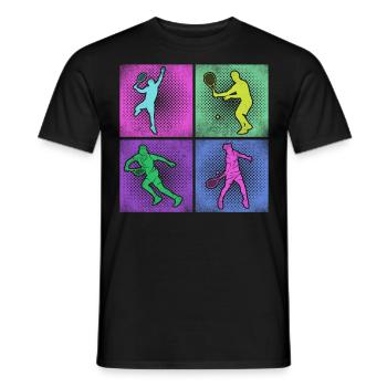 Funny Tennis Player Racket 80s 90 - Männer T-Shirt - Schwarz - Vorne - AI Model Male 178 light (178cm)