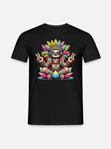 Hippie paresseux des années 70 1970s 60s Fête - T-shirt homme - noir