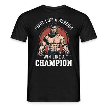 Le combattant se bat comme un guerrier, gagne comme un champion - T-shirt homme - noir - Devant - AI Model Male 178 light (178cm)