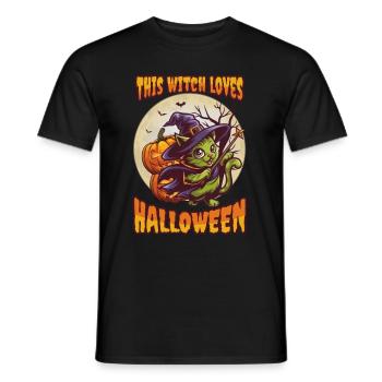 Cute Witch Cat Halloween Outfit Women - Men's T-Shirt - black - Front - AI Model Male 178 light (178cm)