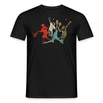 Funny Tennis Player Racket Retro - Männer T-Shirt - Schwarz - Vorne - AI Model Male 178 light (178cm)