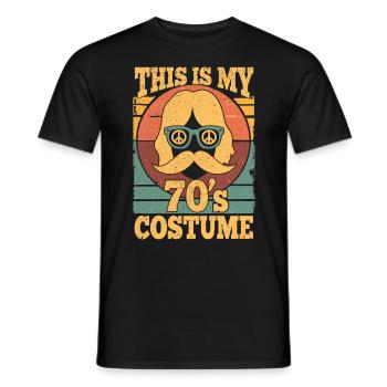 70s Seventies 1970s Party Outfit Costume - Men's T-Shirt - black - Front - AI Model Male 178 light (178cm)