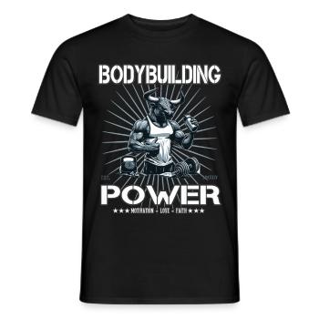 Bodybuilding Power – So stark wie ein Stier - Männer T-Shirt - Schwarz - Vorne - AI Model Male 178 light (178cm)