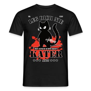 Lustiges Schwarzer Kater Design - Männer T-Shirt - Schwarz - Vorne - AI Model Male 178 light (178cm)