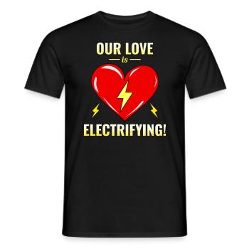 Electrician Valentine: Our Love is Electrifying - Men's T-Shirt - black - Front - AI Model Male 178 light (178cm)