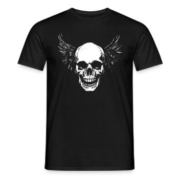 Skull with wings for bikers – Grunge Design - Men's T-Shirt - black - Front - AI Model Male 178 light (178cm)
