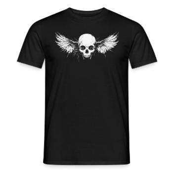 Skull with wings for bikers – crack design - Men's T-Shirt - black - Front - AI Model Male 178 light (178cm)