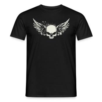 Skull with wings for bikers – Classic - Men's T-Shirt - black - Front - AI Model Male 178 light (178cm)