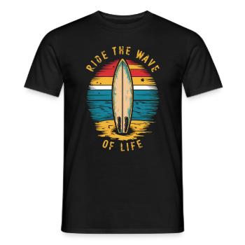 Ride the wave of life / Surfer / Retro vintage - Men's T-Shirt - black - Front - AI Model Male 178 light (178cm)