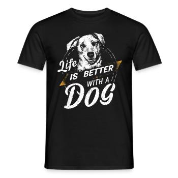 Das Leben mit Hund ist besser / Hundeliebhaber - Männer T-Shirt - Schwarz - Vorne - AI Model Male 178 light (178cm)