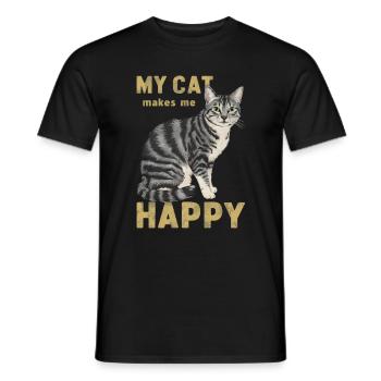Mon chat me rend heureuse - T-shirt homme - noir - Devant - AI Model Male 178 light (178cm)