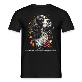 Home is where my English Springer Spaniel lives... - Men's T-Shirt - black - Front - AI Model Male 178 light (178cm)