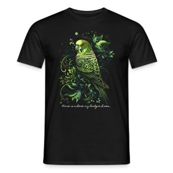 Home is where my Budgie lives... - Men's T-Shirt - black - Front - AI Model Male 178 light (178cm)
