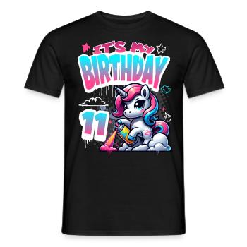 7ème anniversaire Licorne Graffiti Girl - T-shirt homme - noir - Devant - AI Model Male 178 light (178cm)