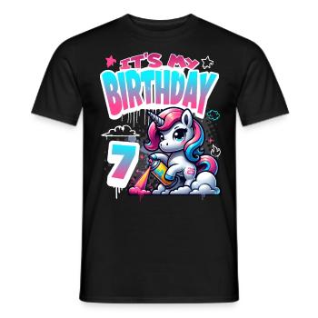 7ème anniversaire Licorne Graffiti Girl - T-shirt homme - noir - Devant - AI Model Male 178 light (178cm)