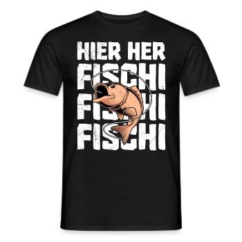 Angeln HIER HER FISCHI FISCHI FISCHI Lustiges - Männer T-Shirt - Schwarz - Vorne - AI Model Male 178 light (178cm)