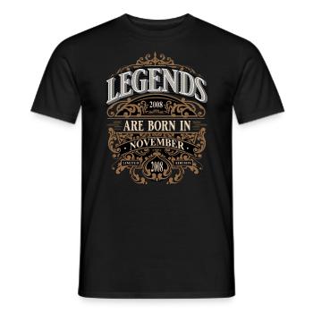 2008 Novembre Naissance Anniversaire Année de naissance - T-shirt homme - noir - Devant - AI Model Male 178 light (178cm)