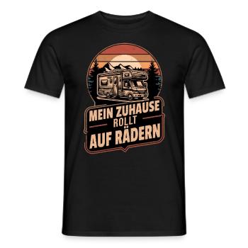 Zuhause Rollt Auf Rädern Wohnmobil Retro Camper - Männer T-Shirt - Schwarz - Vorne - AI Model Male 178 light (178cm)