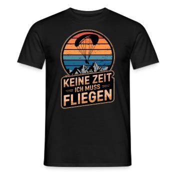 Keine Zeit Fliegen Paragleiter Retro Gleitschirm - Männer T-Shirt - Schwarz - Vorne - AI Model Male 178 light (178cm)