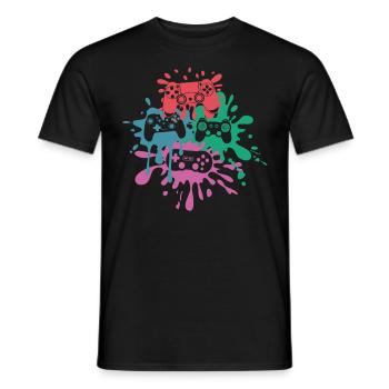 Pixel Controller – Retro Gaming Design - Men's T-Shirt - black - Front - AI Model Male 178 light (178cm)