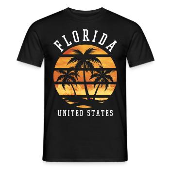 Florida USA Miami America Summer Palm Trees Beach - Men's T-Shirt - black - Front - AI Model Male 178 light (178cm)