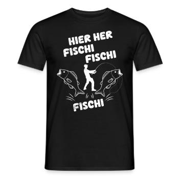 Angeln HIER HER FISCHI FISCHI FISCHI Lustiges - Männer T-Shirt - Schwarz - Vorne - AI Model Male 178 light (178cm)